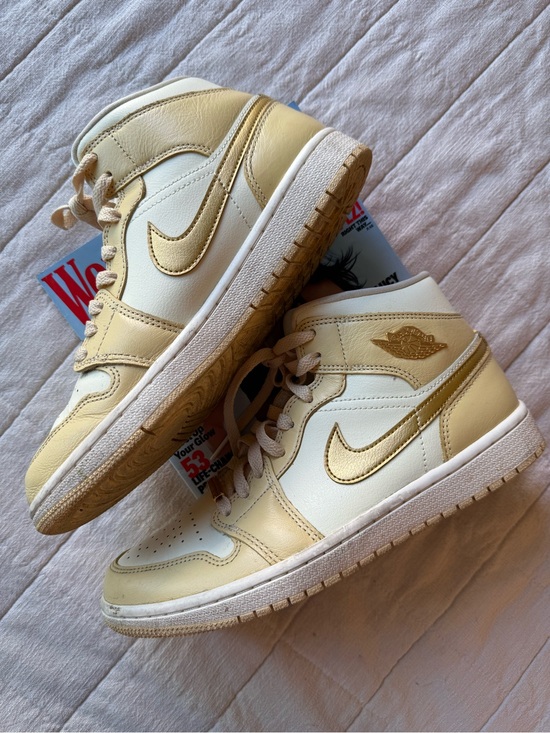 Jordan Shoes - Nike Air Jordan 1 Mid – Cream & Metallic Gold